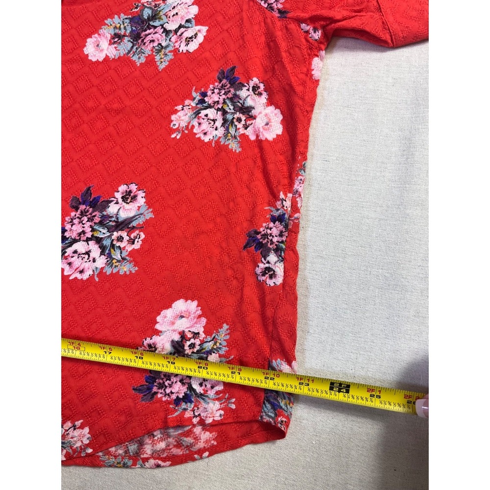 Anthropologie Maeve Hansley Orange Floral V Neck Boho Top Womens sz 10 Summer - Picture 14 of 16
